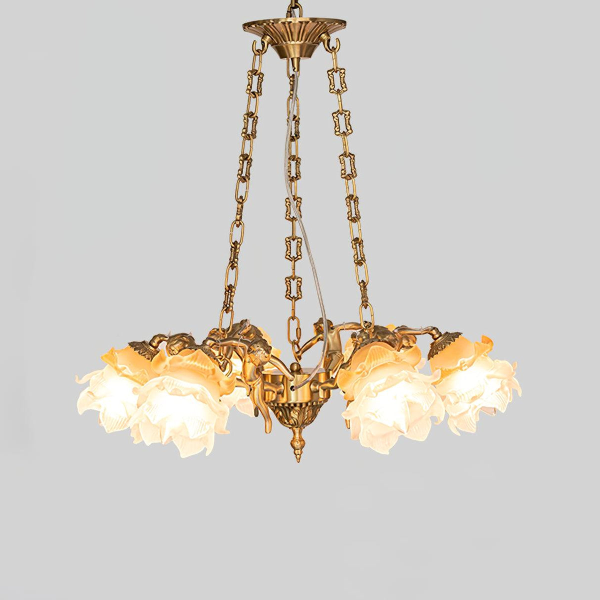Solisira kroonluchter messing vintage bloemmotief
