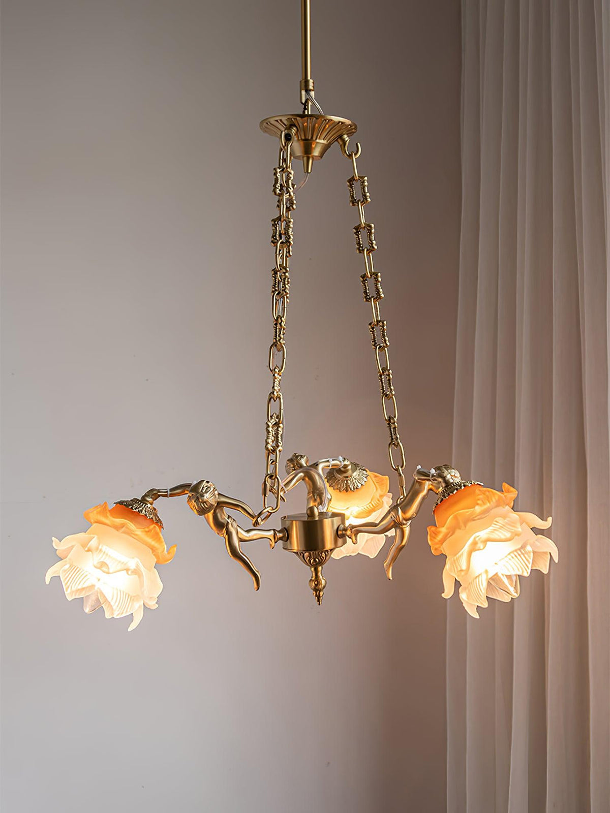 Solisira kroonluchter messing vintage bloemmotief