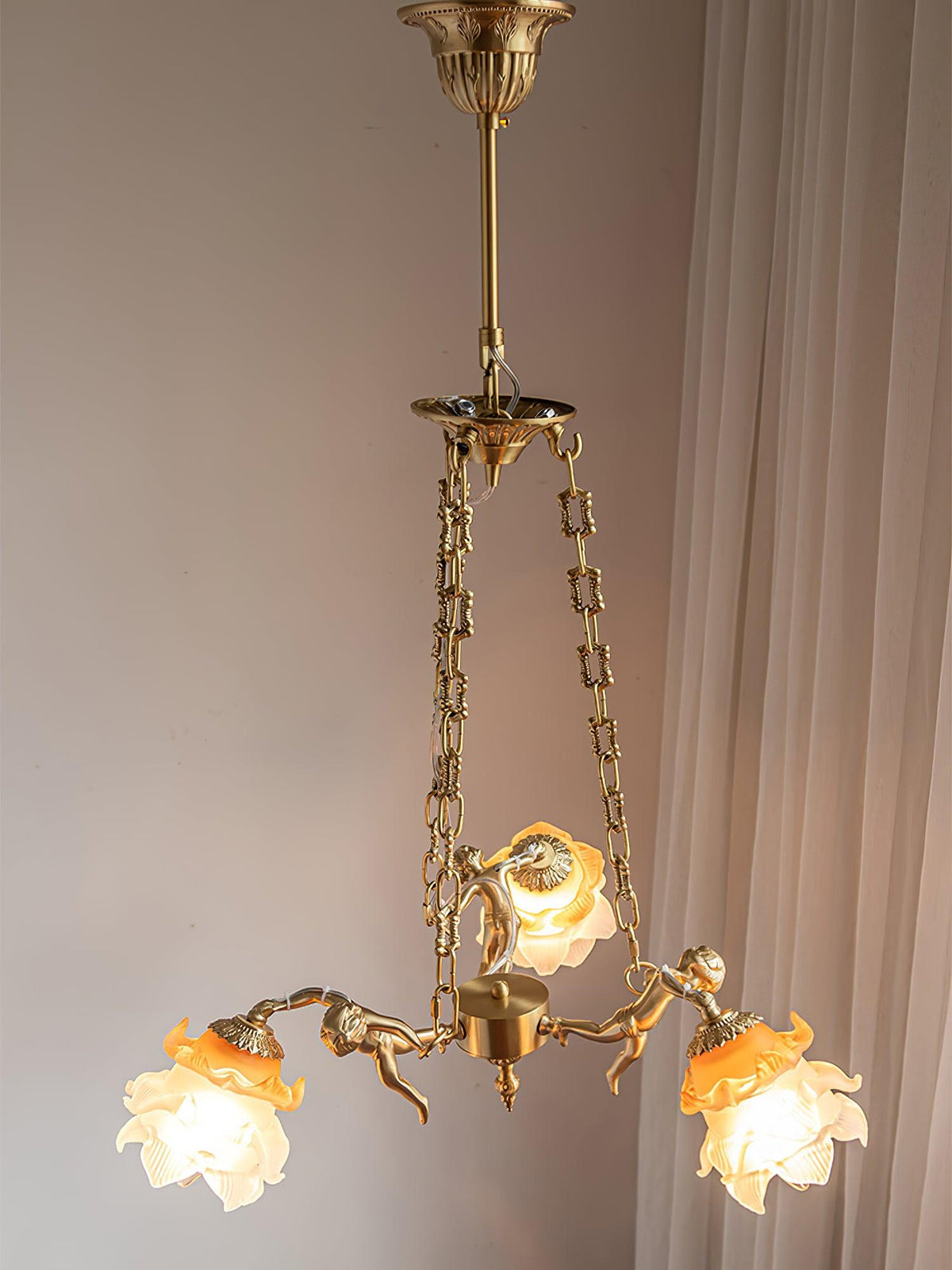 Solisira kroonluchter messing vintage bloemmotief