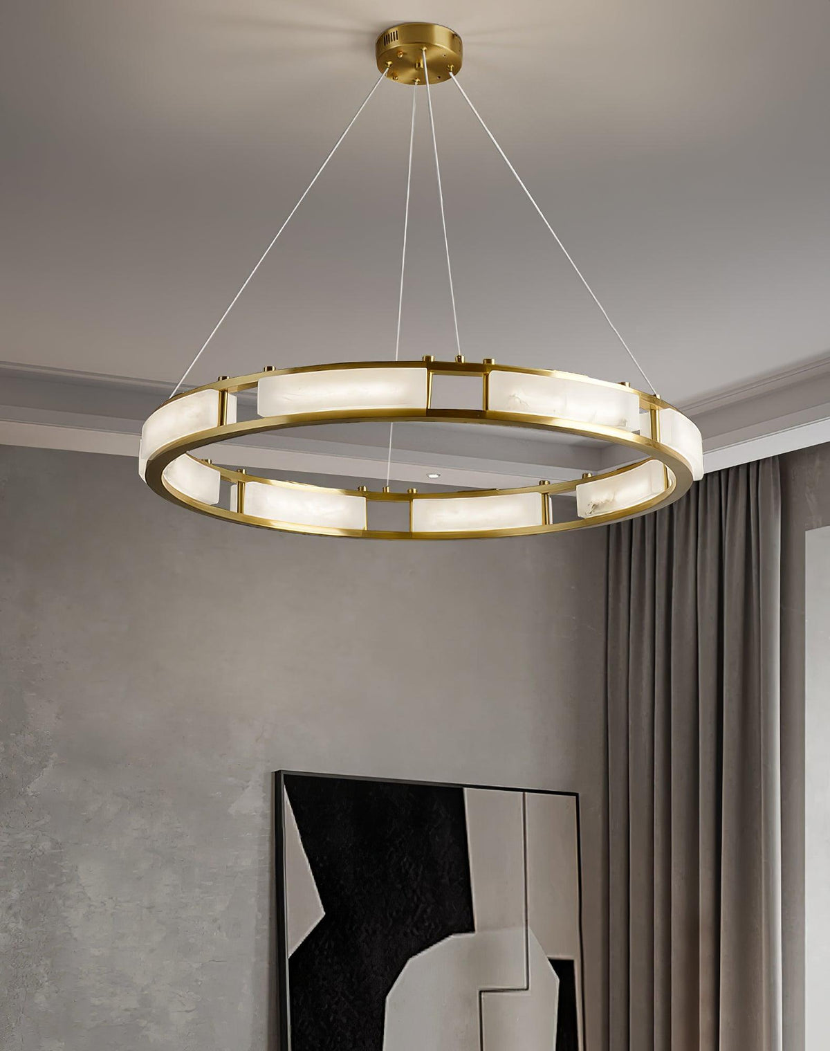 Dythan Minimalistische hanglamp van met albasten ring