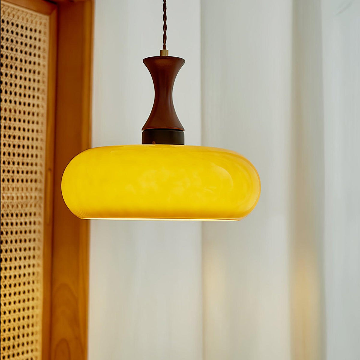Cadenza Houten Retro hanglamp Geel