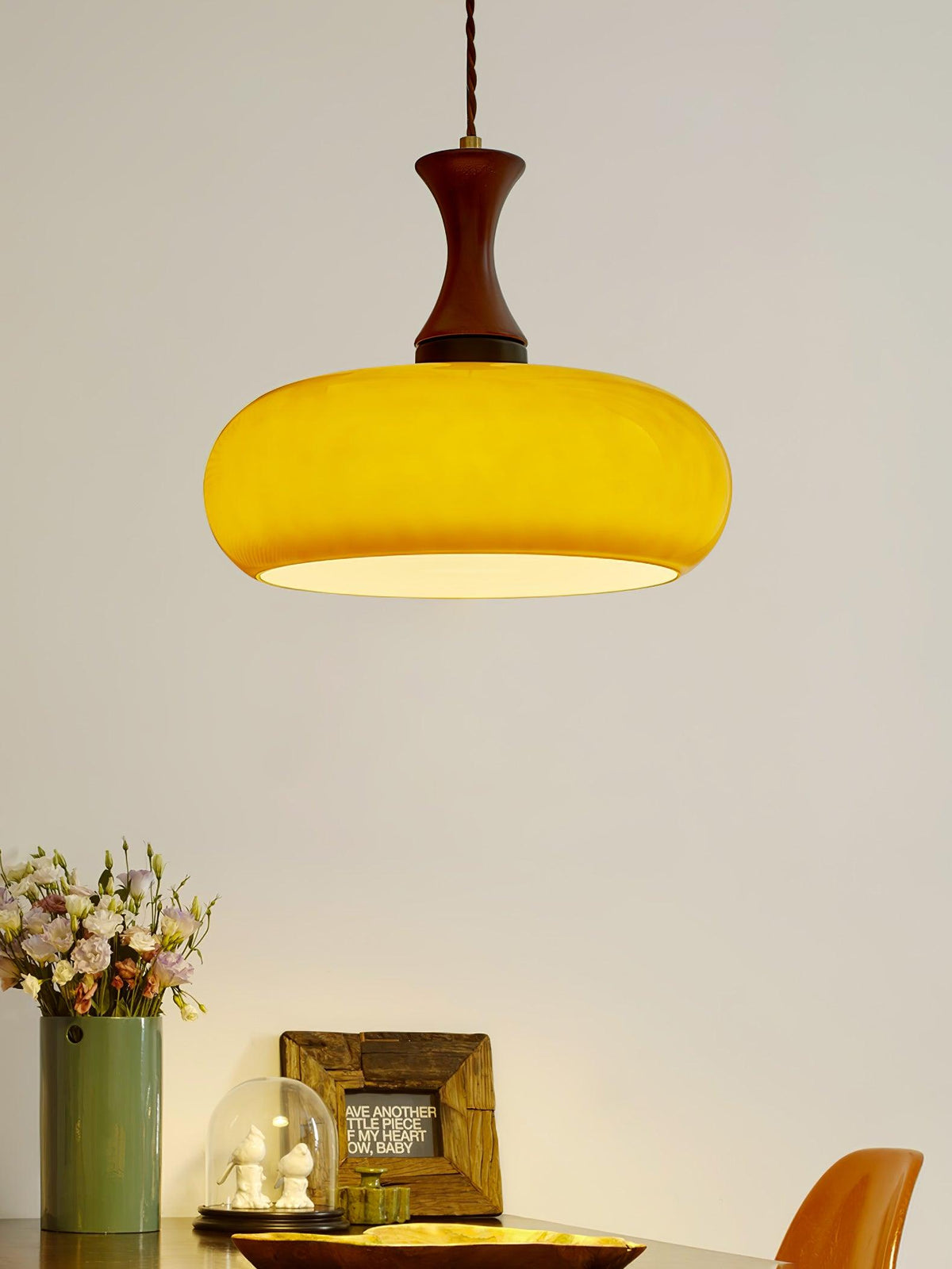 Cadenza Houten Retro hanglamp Geel