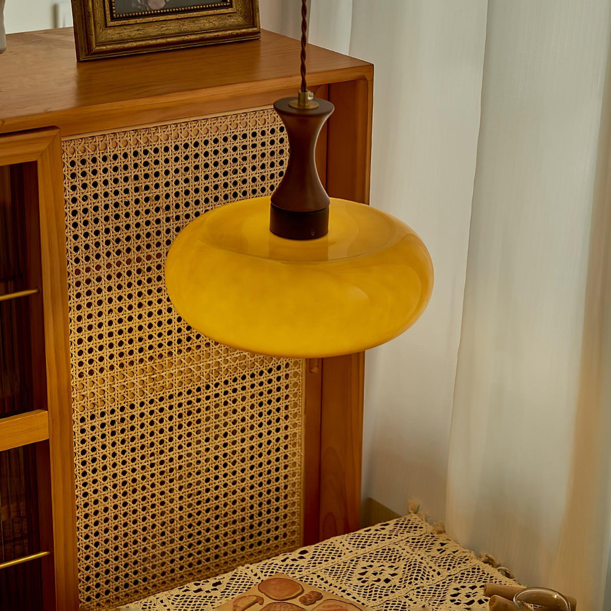 Cadenza Houten Retro hanglamp Geel