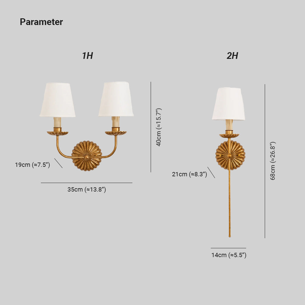 Alessio Vintage Antiek Metaal Stof Wandlamp Lampenkap Hal Woonkamer Slaapkamer