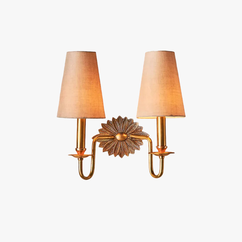 Alessio Vintage Klassiek Messing Stof Wandlamp Lampenkap Slaapkamer Woonkamer
