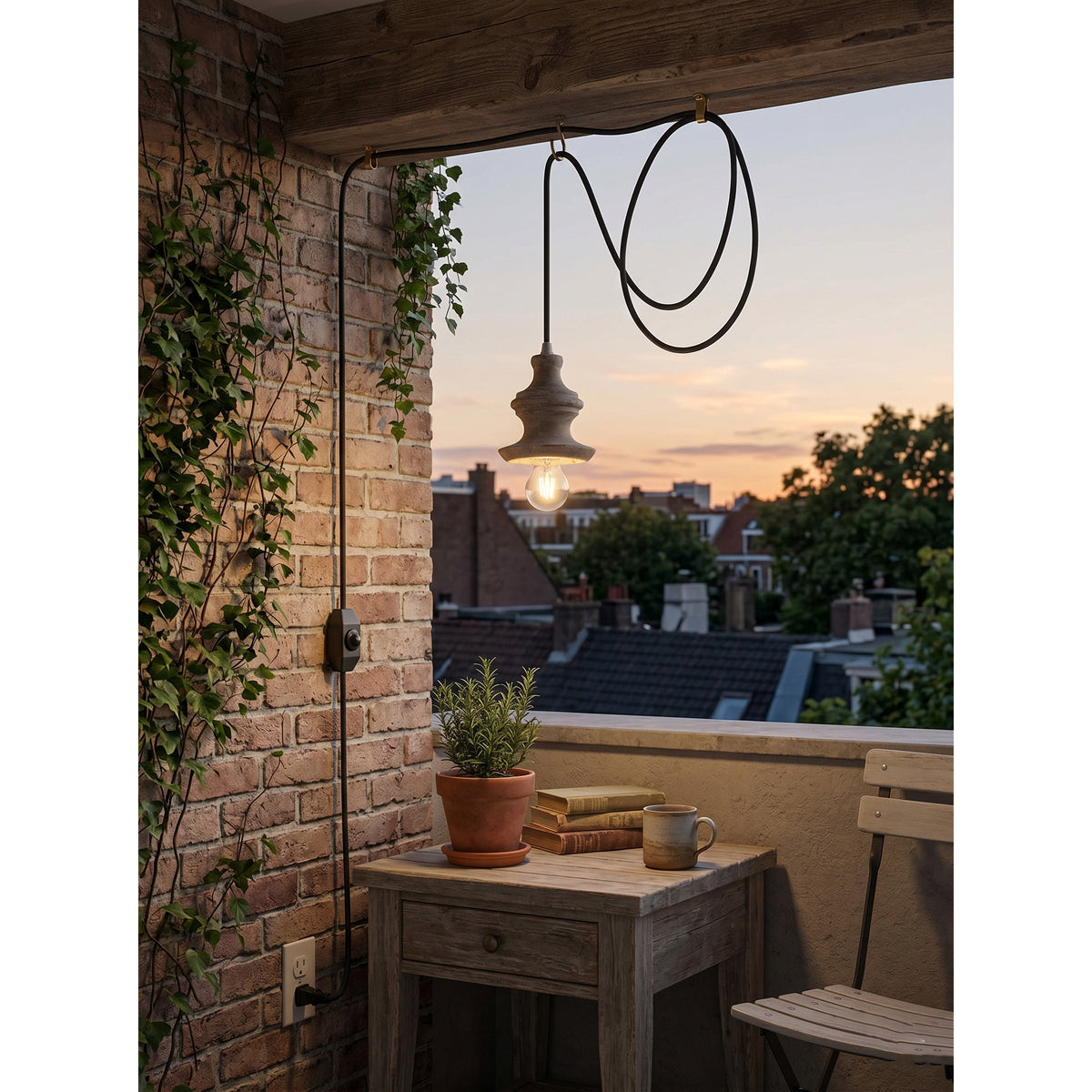Vornel houten hanglamp met zwang