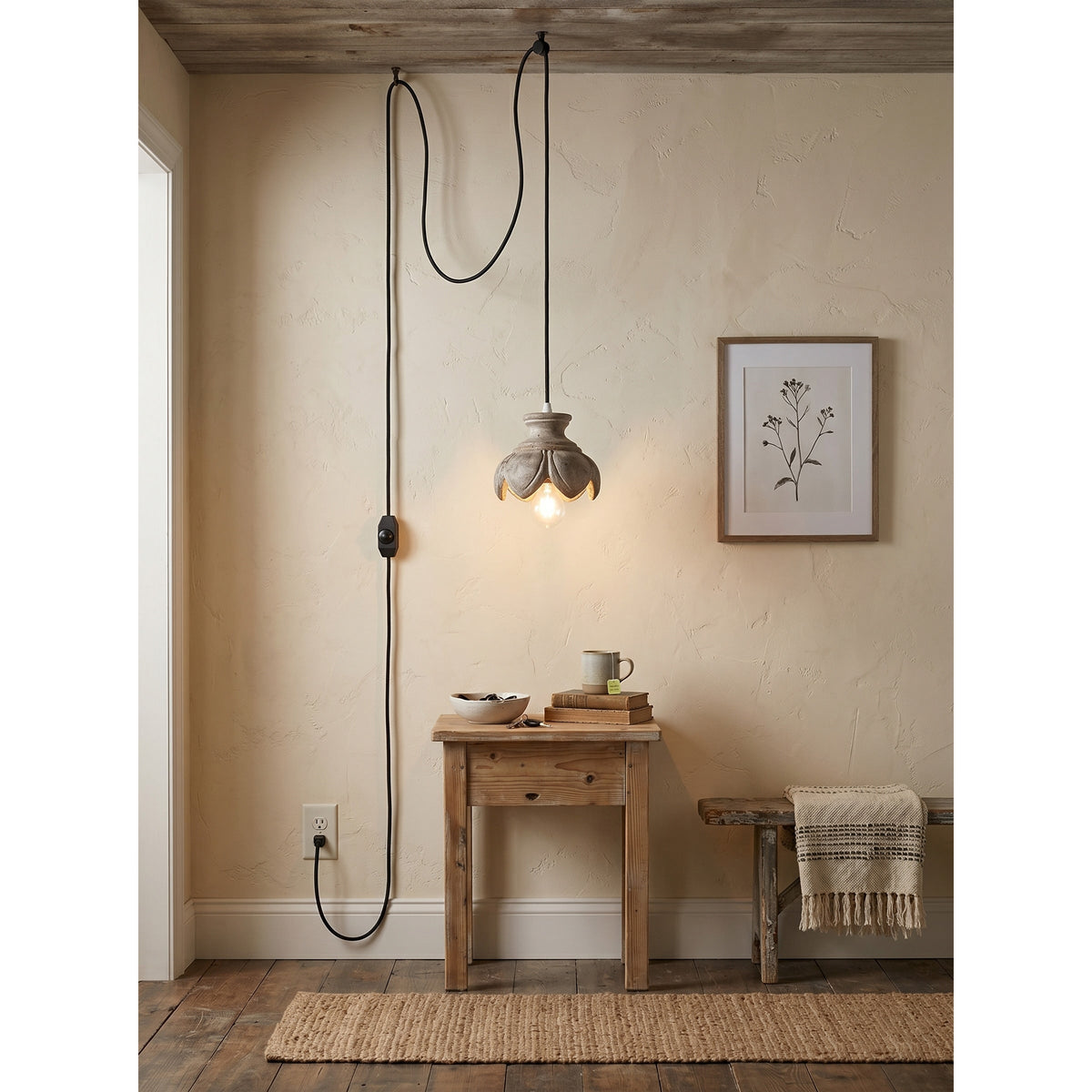 Vornel houten hanglamp met zwang