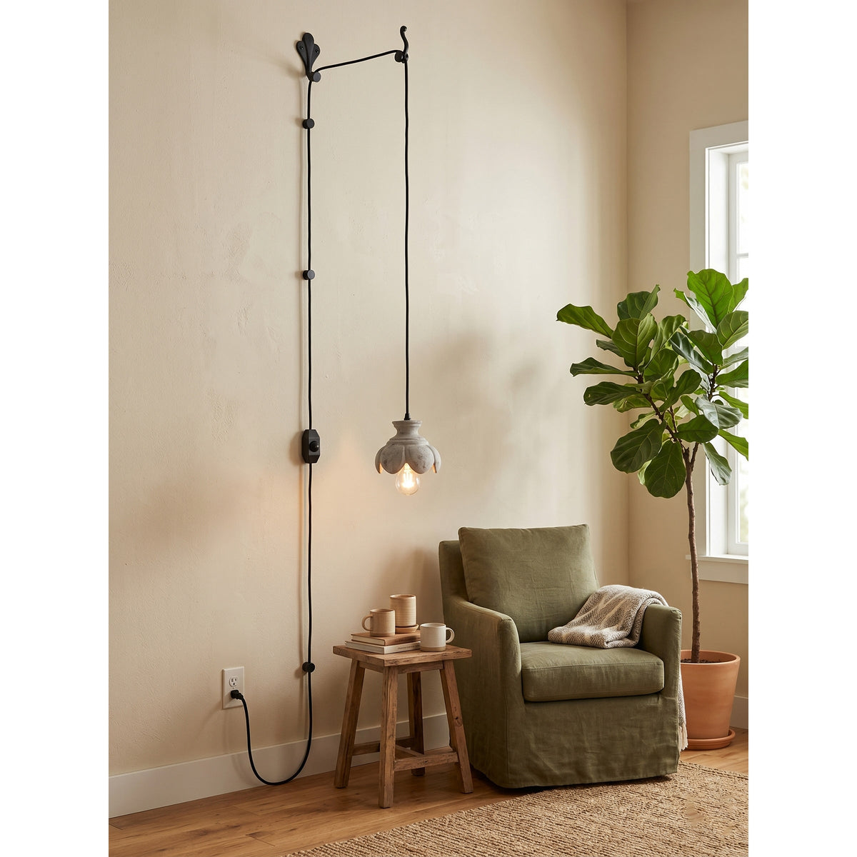 Vornel houten hanglamp met zwang