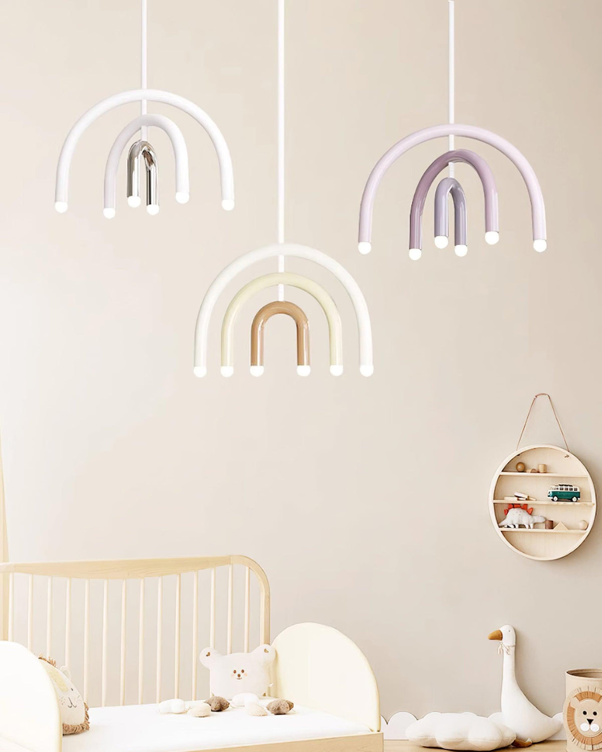 Moderne hanglamp met regenboogboog van metaal voor woon- en eetkamer