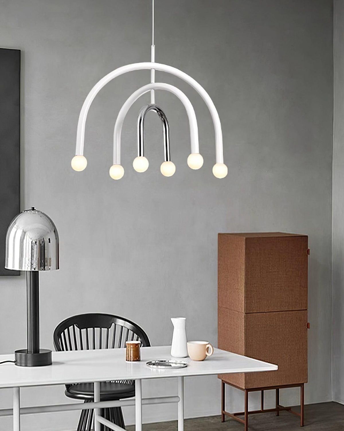 Moderne hanglamp met regenboogboog van metaal voor woon- en eetkamer
