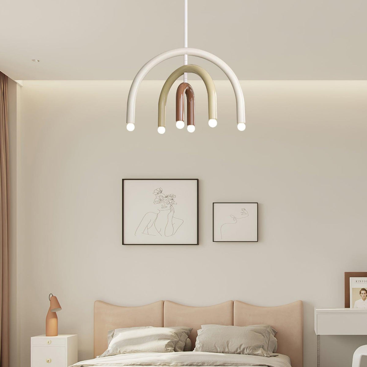 Moderne hanglamp met regenboogboog van metaal voor woon- en eetkamer