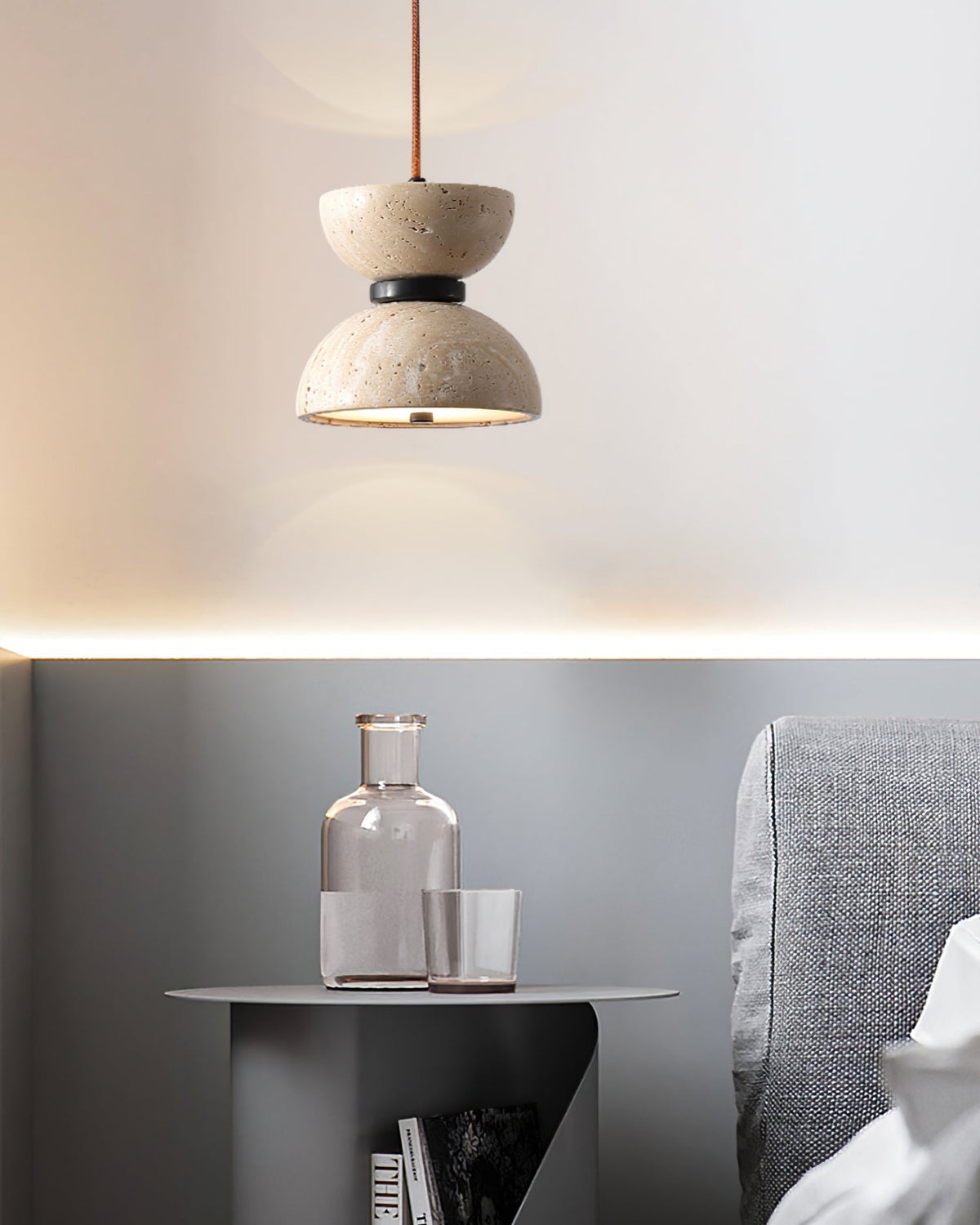 Tersus travertin Hourglass hanglamp Dubbele koepel
