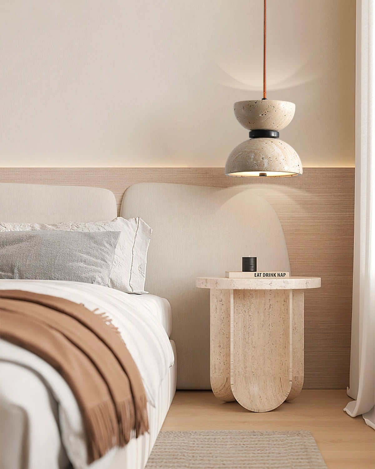 Tersus travertin Hourglass hanglamp Dubbele koepel