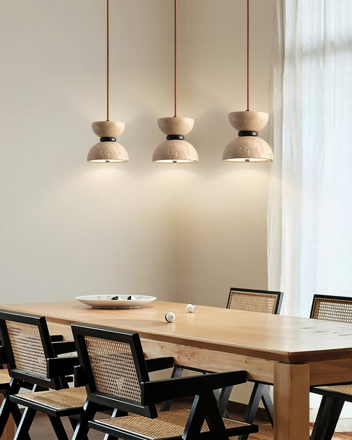 Tersus travertin Hourglass hanglamp Dubbele koepel