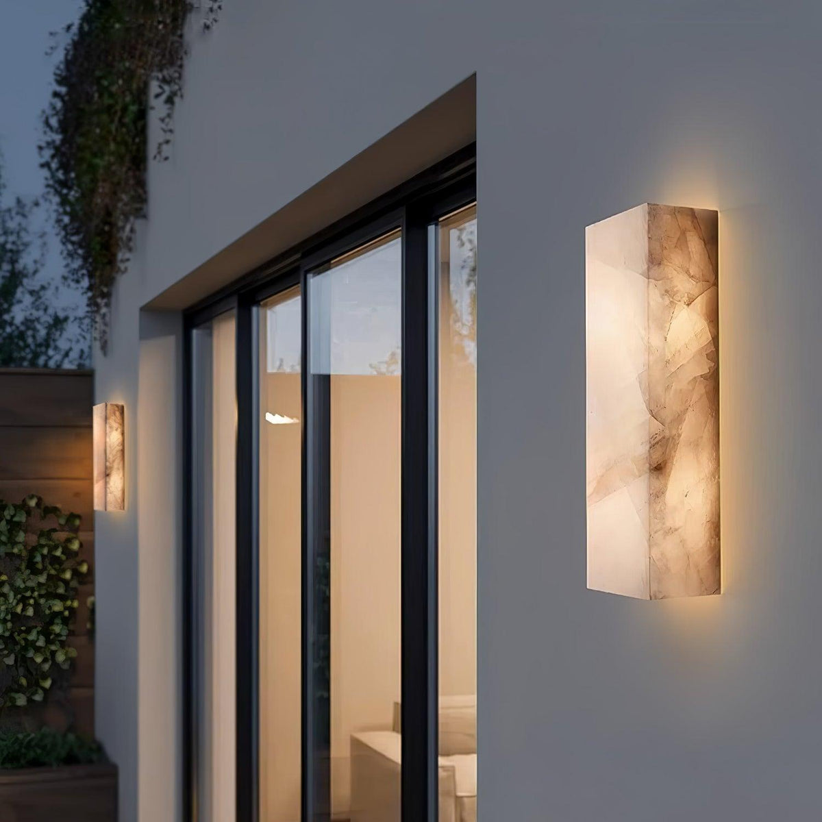 Eirivise Minimalistische buitenwandlamp van albast