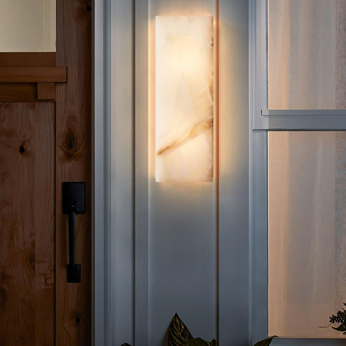 Eirivise Minimalistische buitenwandlamp van albast