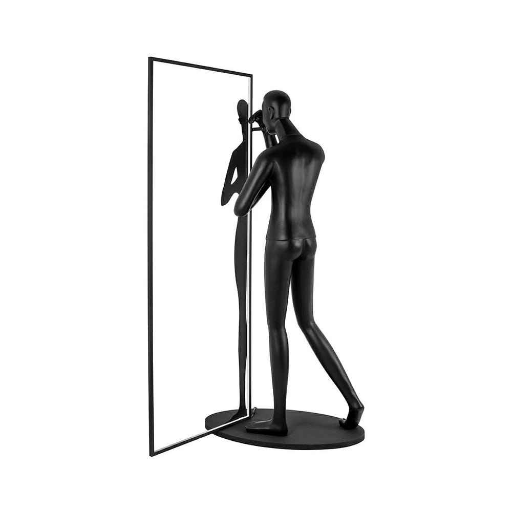 Onoryra sculpturale vloerlamp in zwart met spiegel