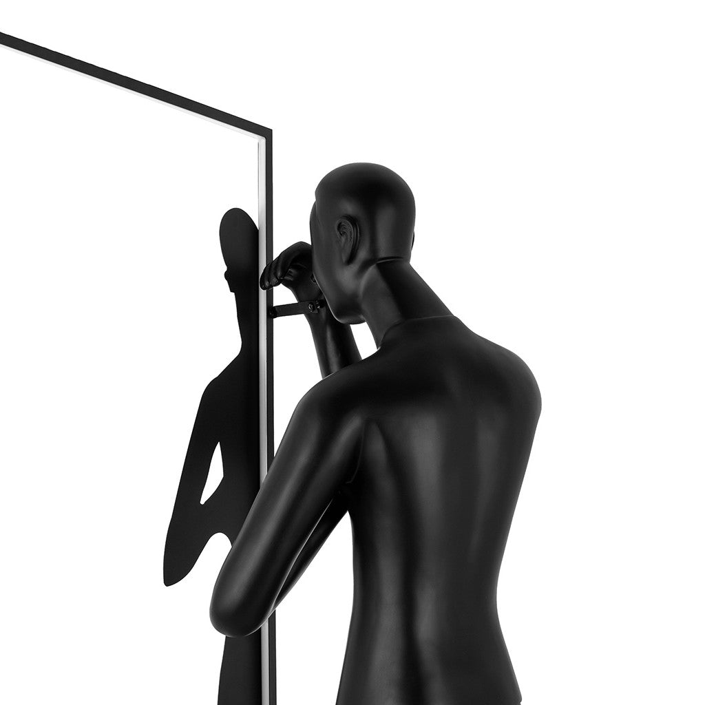 Onoryra sculpturale vloerlamp in zwart met spiegel