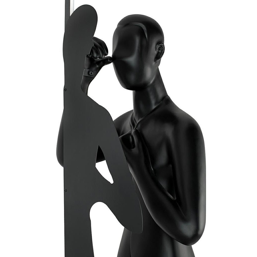 Onoryra sculpturale vloerlamp in zwart met spiegel