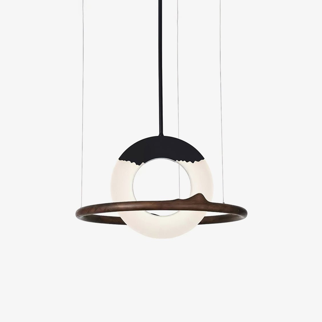 Mytalan ronde acryl hanglamp met houten ring