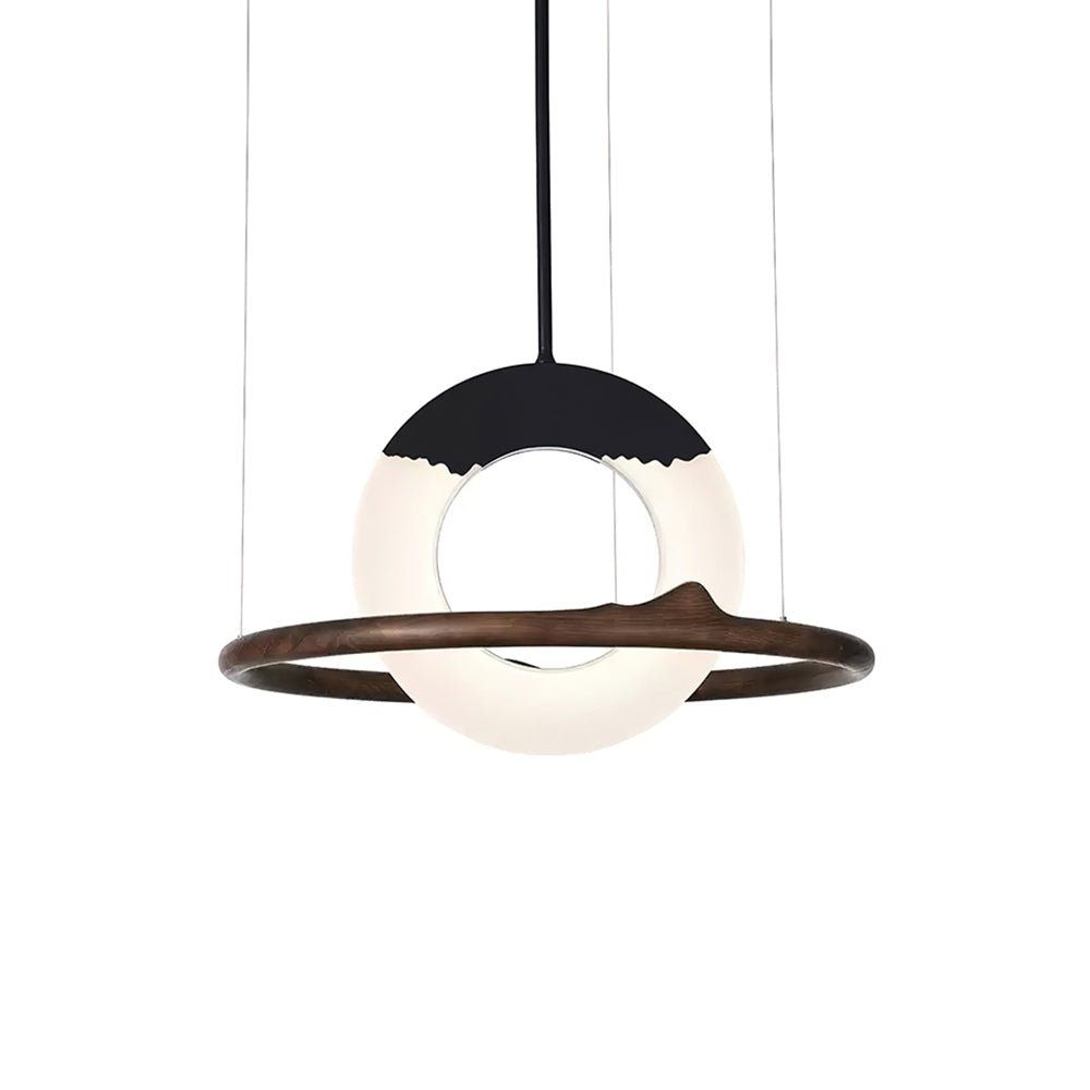 Mytalan ronde acryl hanglamp met houten ring