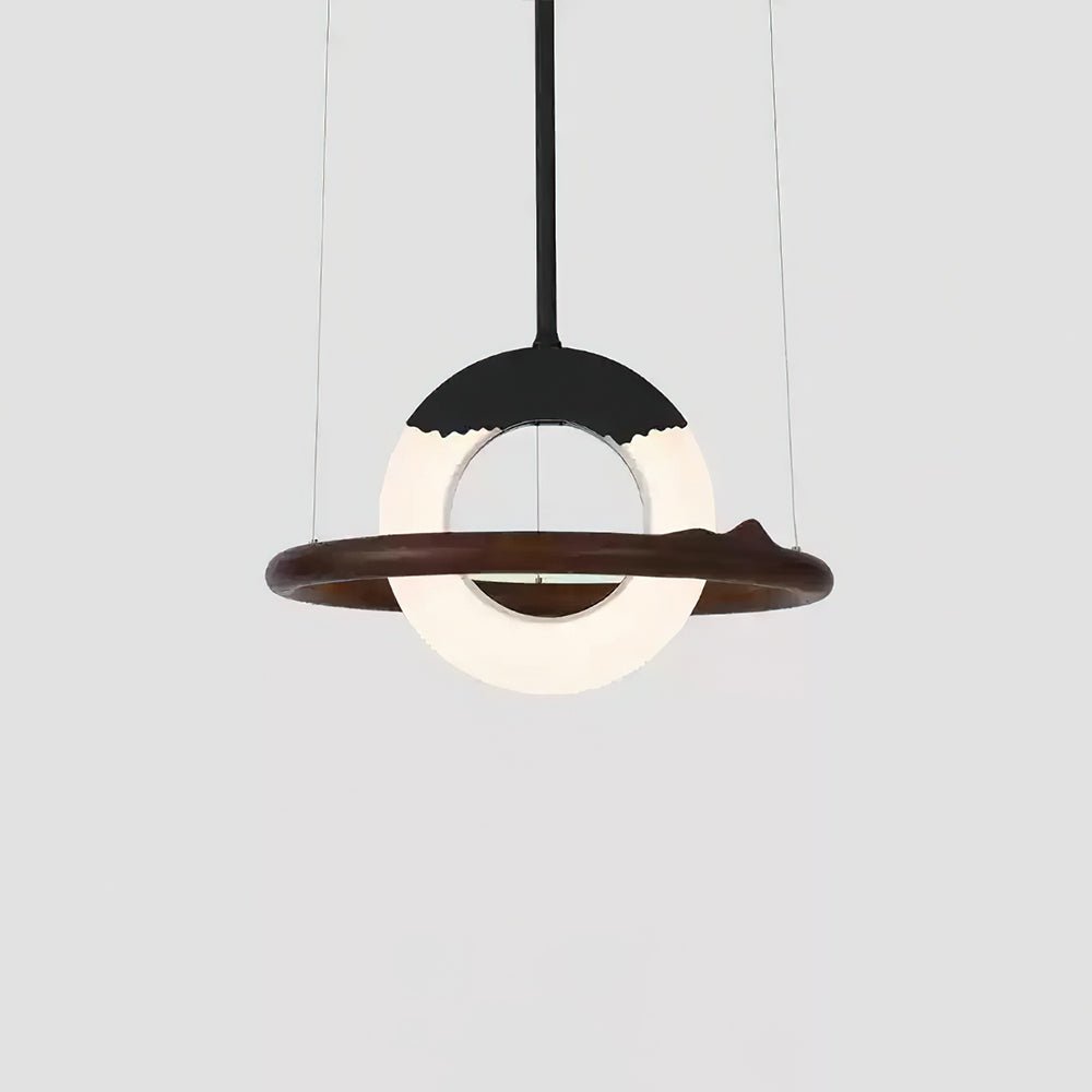 Mytalan ronde acryl hanglamp met houten ring