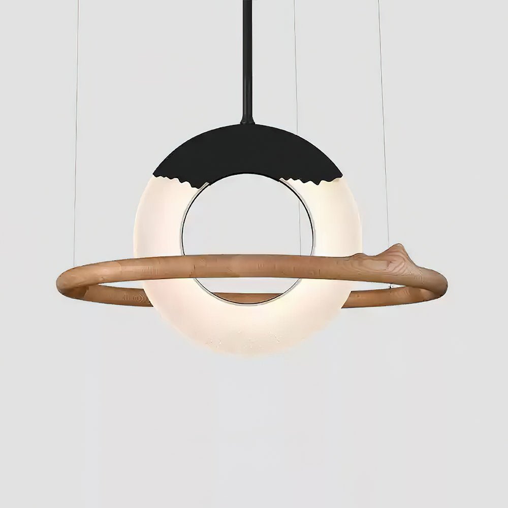 Mytalan ronde acryl hanglamp met houten ring
