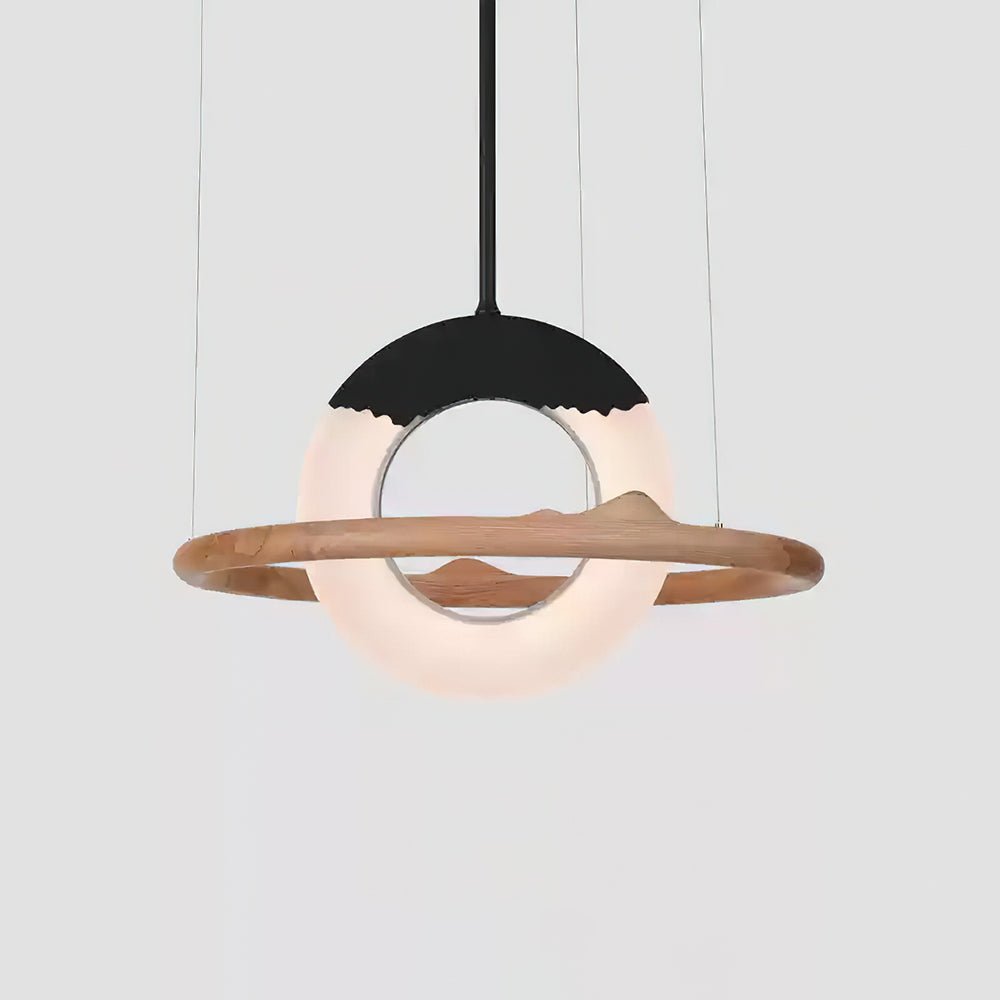 Mytalan ronde acryl hanglamp met houten ring