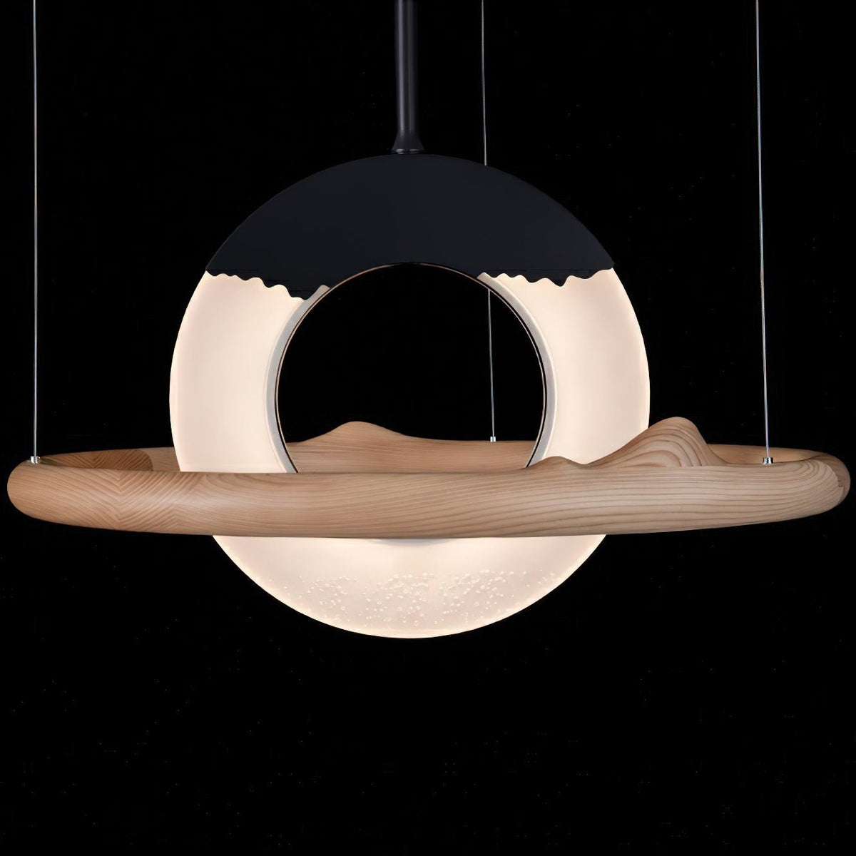 Mytalan ronde acryl hanglamp met houten ring