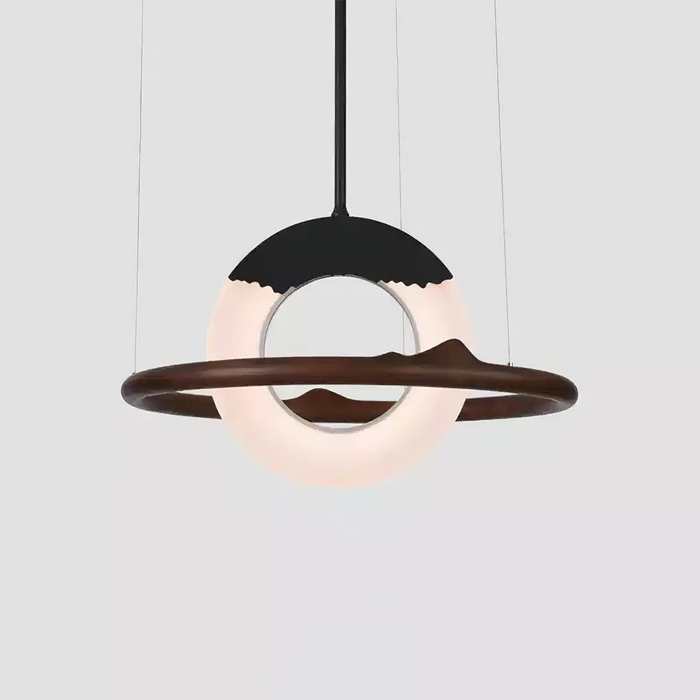 Mytalan ronde acryl hanglamp met houten ring