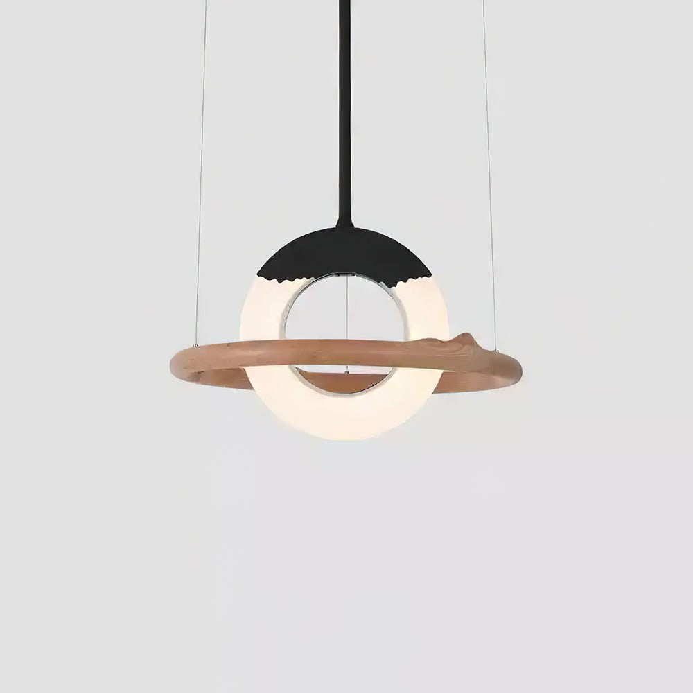 Mytalan ronde acryl hanglamp met houten ring