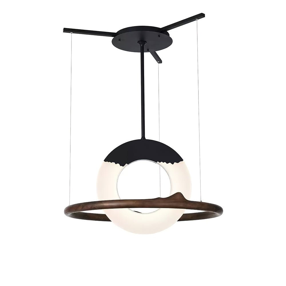 Mytalan ronde acryl hanglamp met houten ring