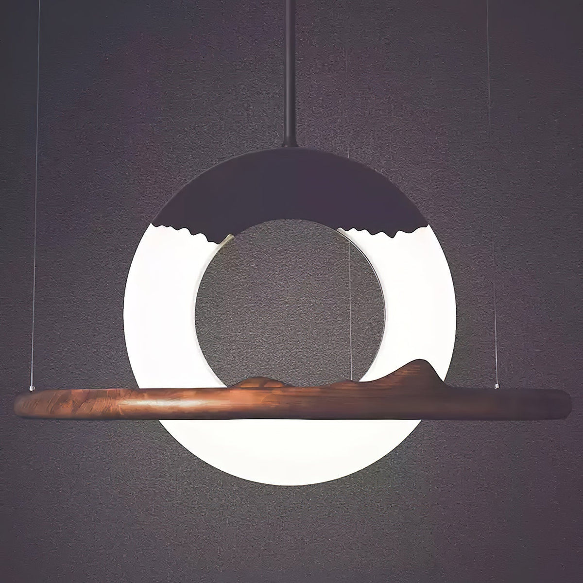 Mytalan ronde acryl hanglamp met houten ring