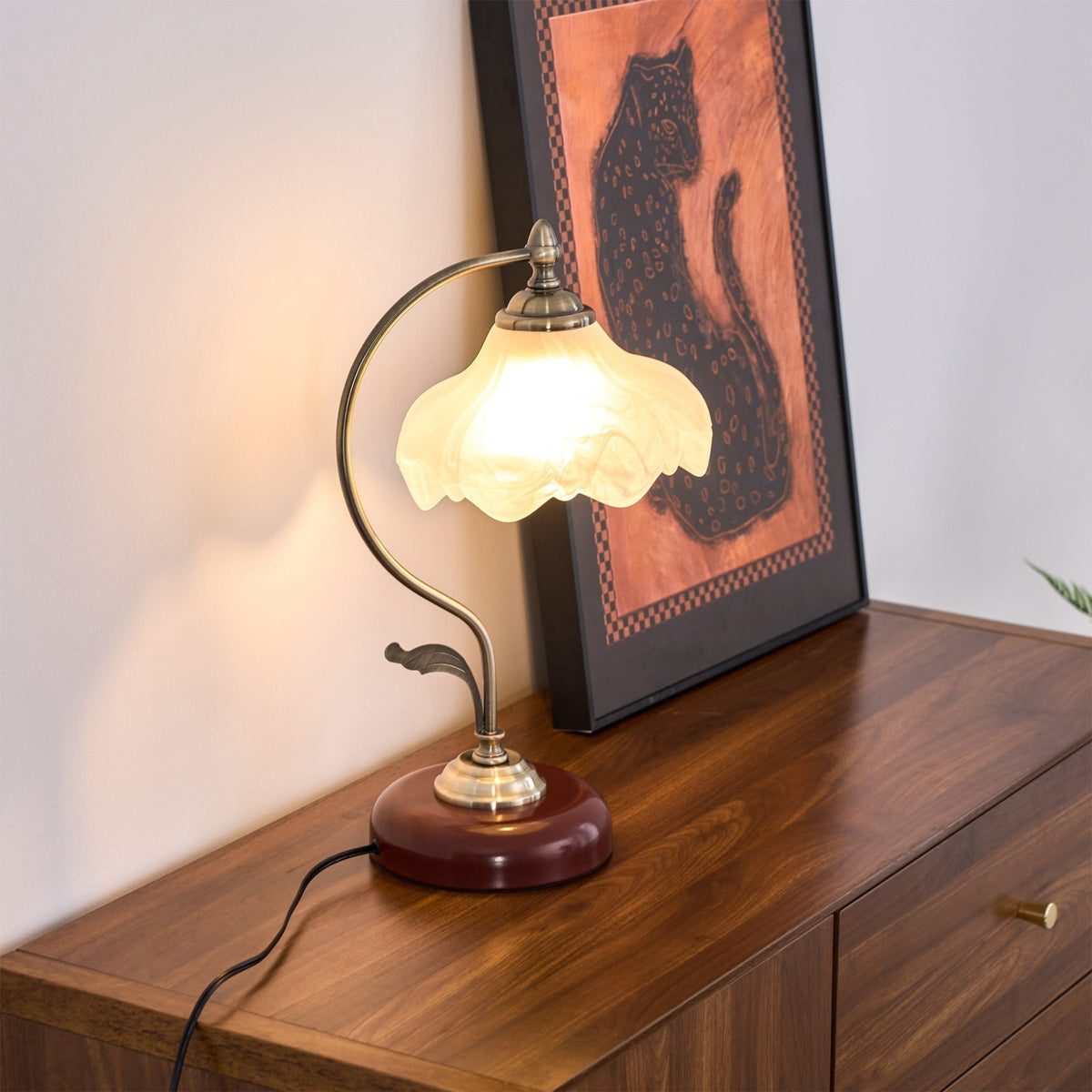 Velivise Retro bloemblaad tafellamp