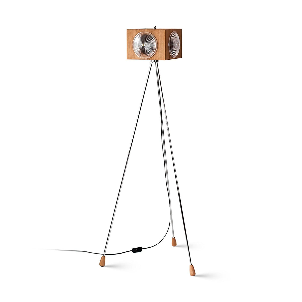 Vesoren houten vloerlamp met driepoot