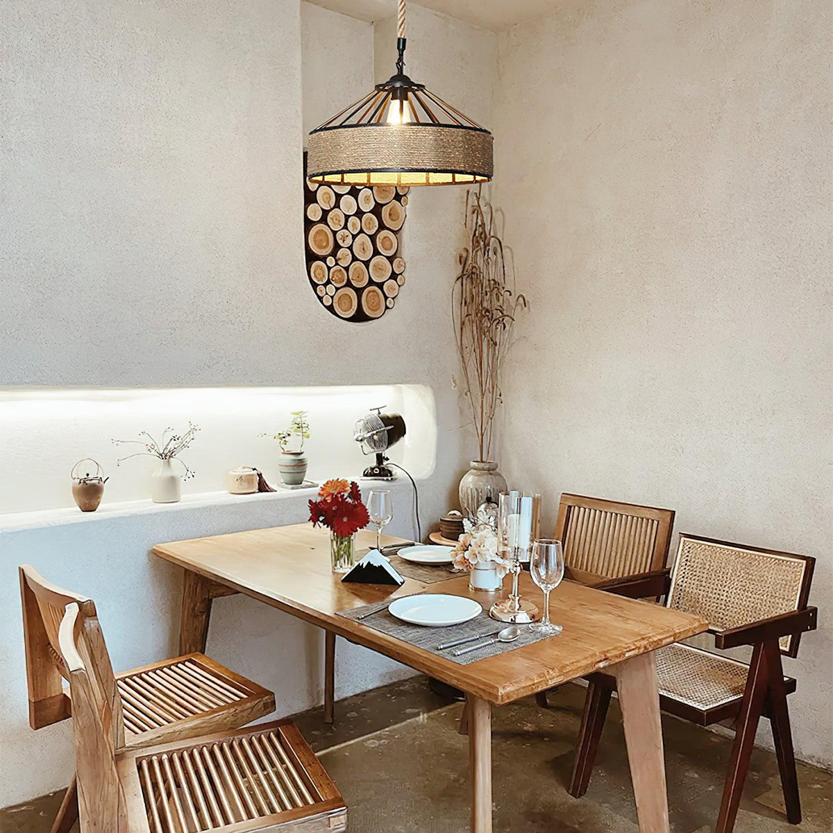 Yavmis Retro Hemp Rope Uitstekende hanglamp