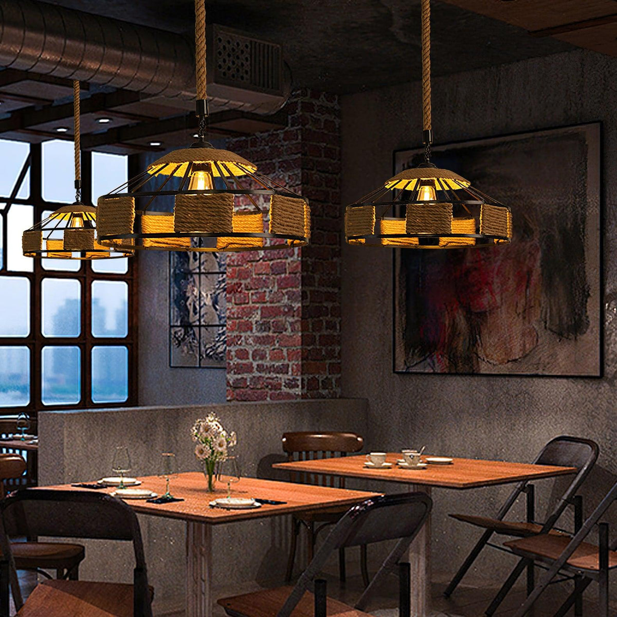 Yavmis Retro Hemp Rope Uitstekende hanglamp