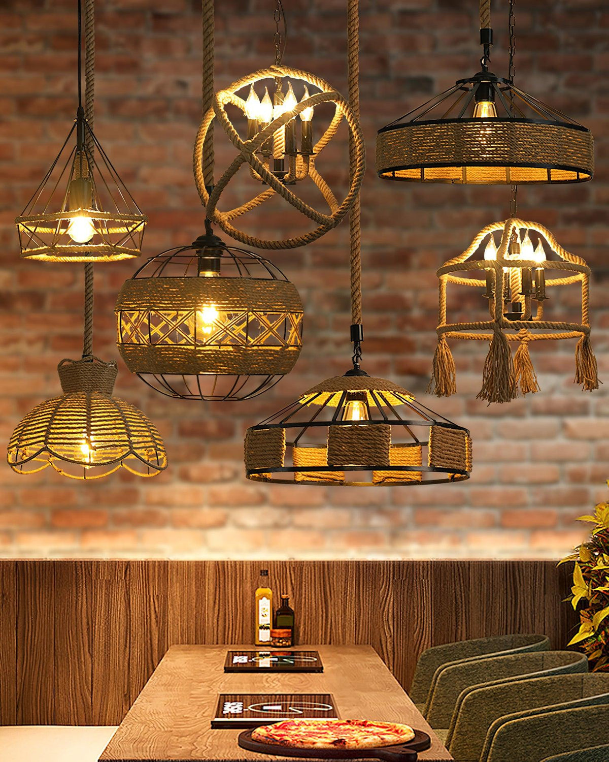 Yavmis Retro Hemp Rope Uitstekende hanglamp