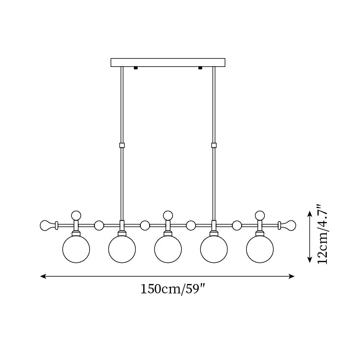 Kroonluchter Lineaire bollen LED/Gloeilamp voor Eetkamer Keuken Island