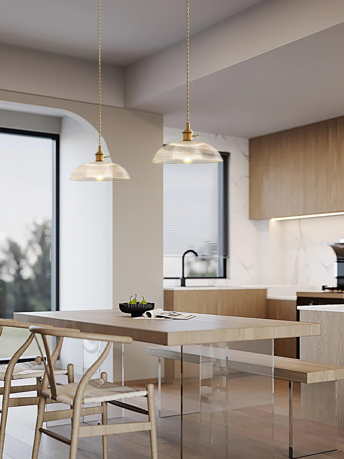 Crinel hanglamp van messing en glas