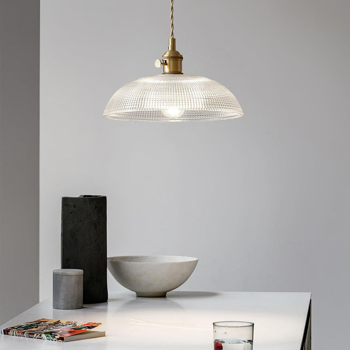 Crinel hanglamp van messing en glas