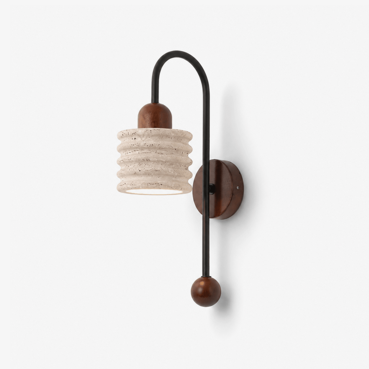 Ribbed travertin Arc wandlamp