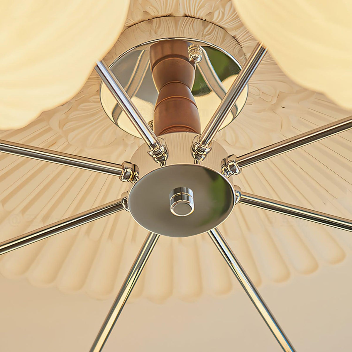 Rinivian Kroonluchter Retro glas chroom Walnoot
