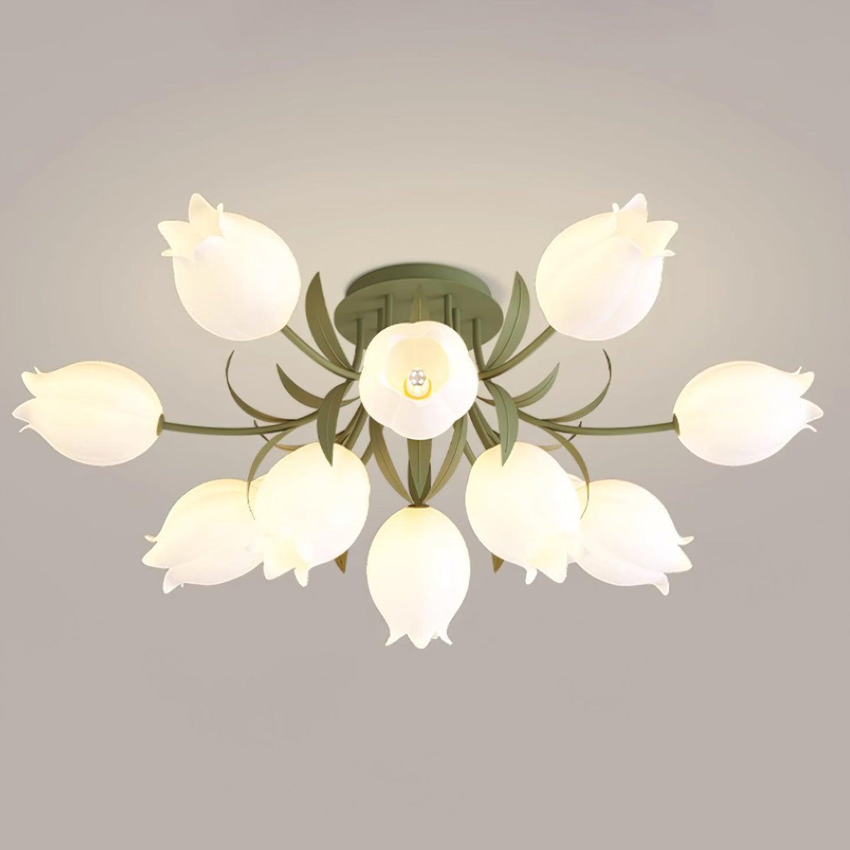 Ivory plafondlamp Lily Flower Blossom Groene Basis