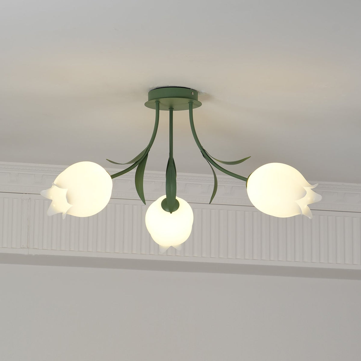 Ivory plafondlamp Lily Flower Blossom Groene Basis