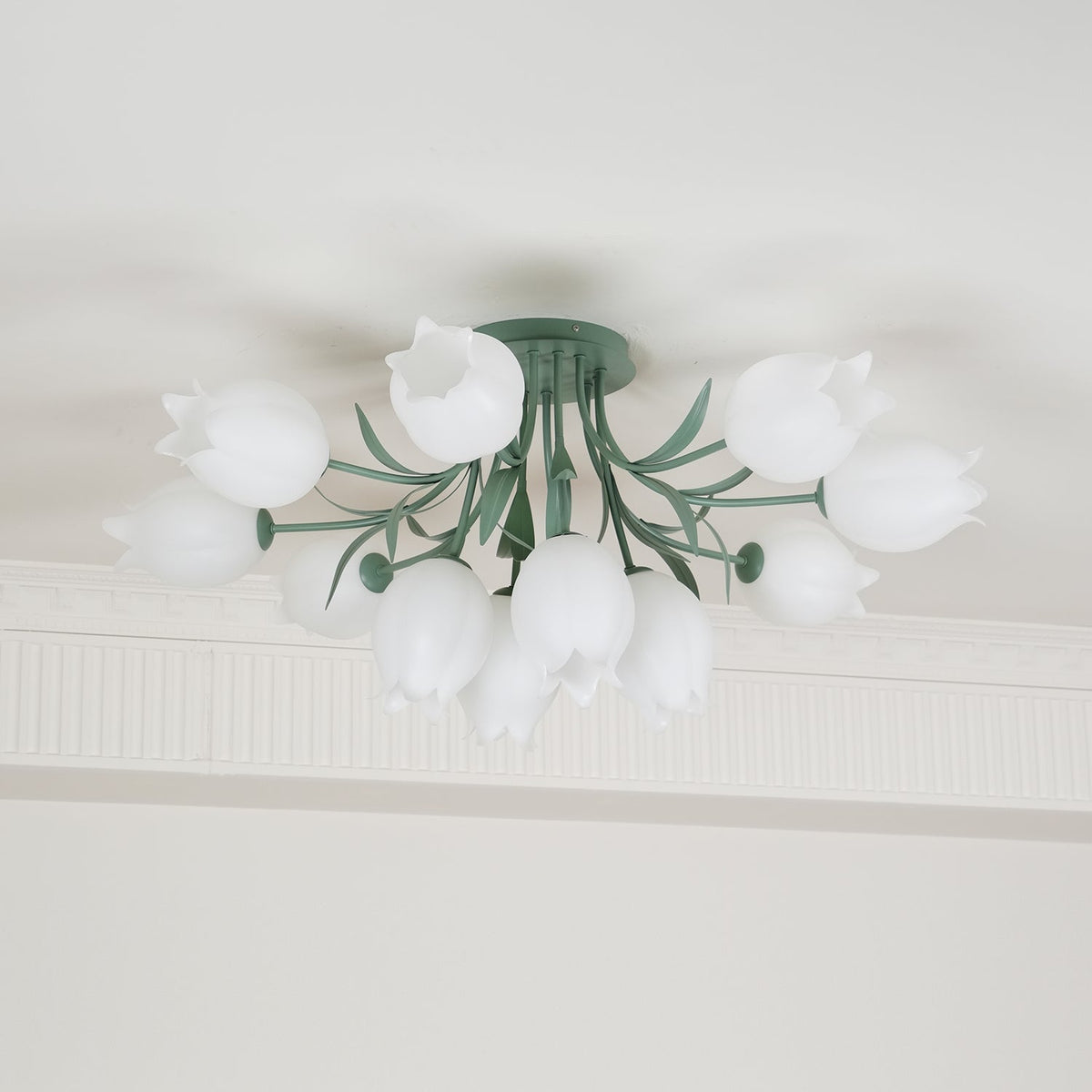 Ivory plafondlamp Lily Flower Blossom Groene Basis