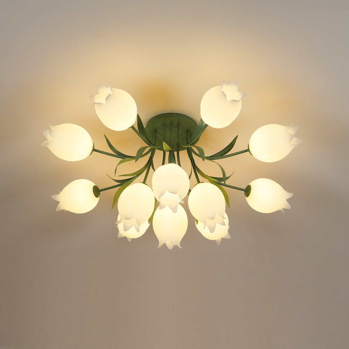 Ivory plafondlamp Lily Flower Blossom Groene Basis