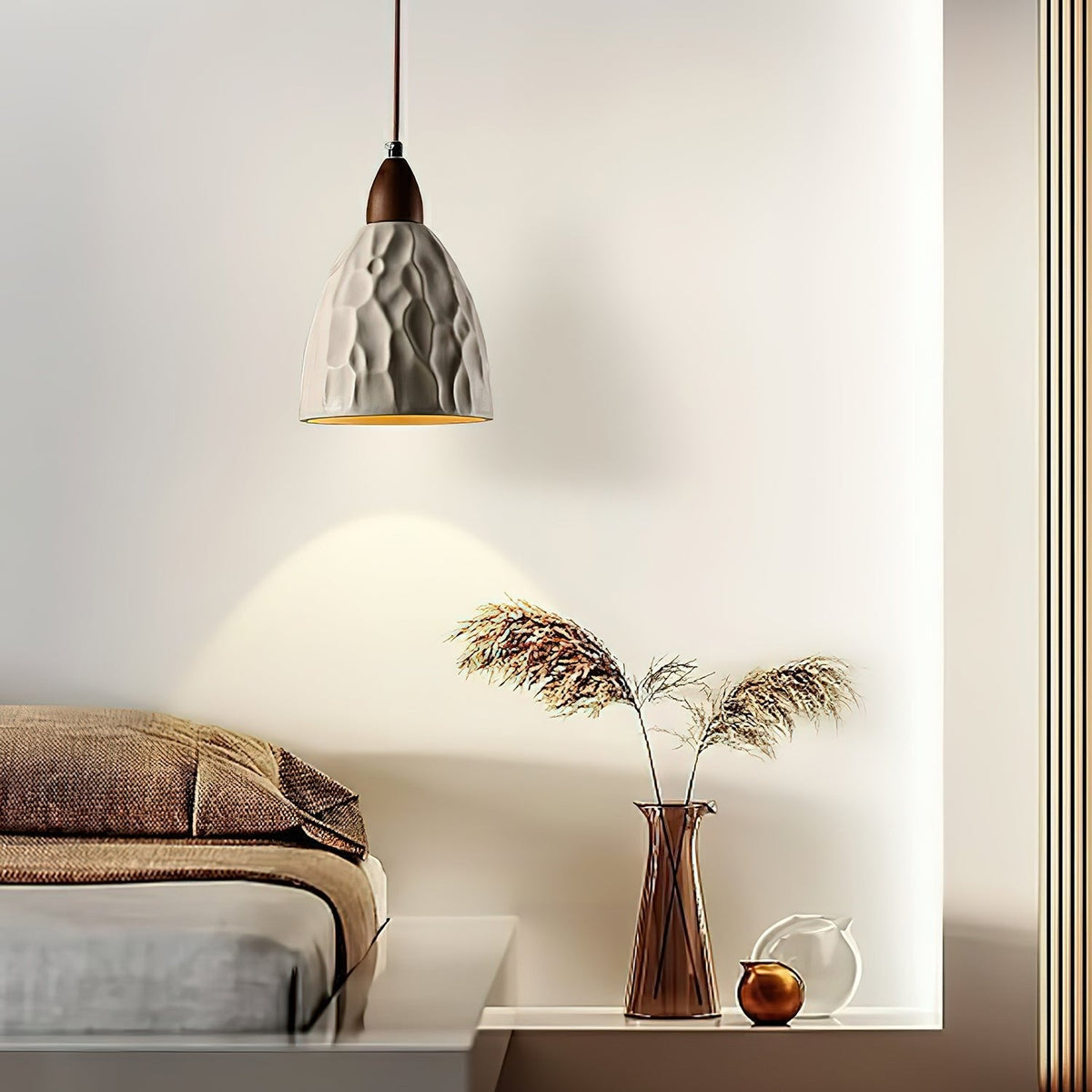 Osilora Premium Noordse kunst Ripple-hanglamp van walnoot