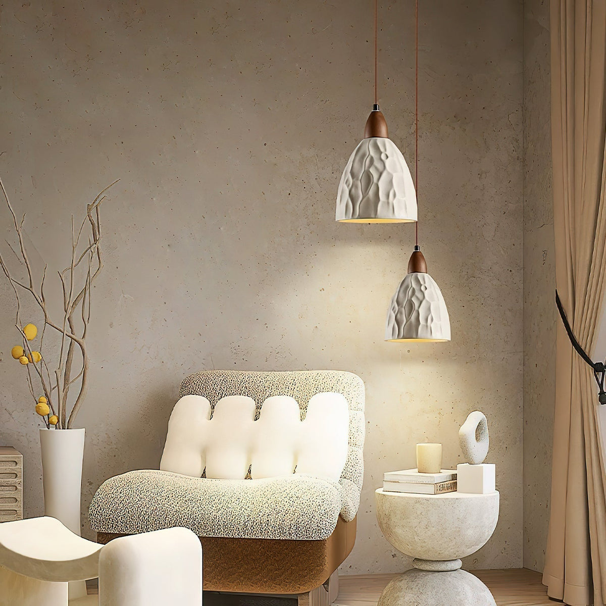 Osilora Premium Noordse kunst Ripple-hanglamp van walnoot