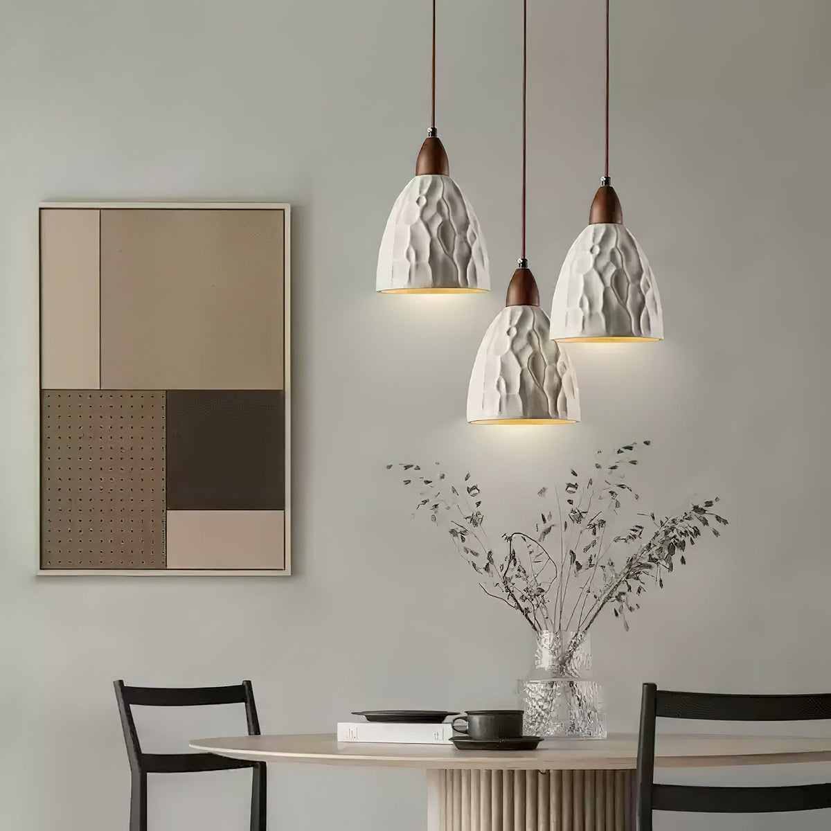 Osilora Premium Noordse kunst Ripple-hanglamp van walnoot